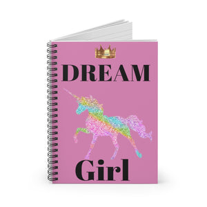 Dream Girl Unicorn Spiral Notebook - Ruled Line - Dream Believe Achieve Strategies