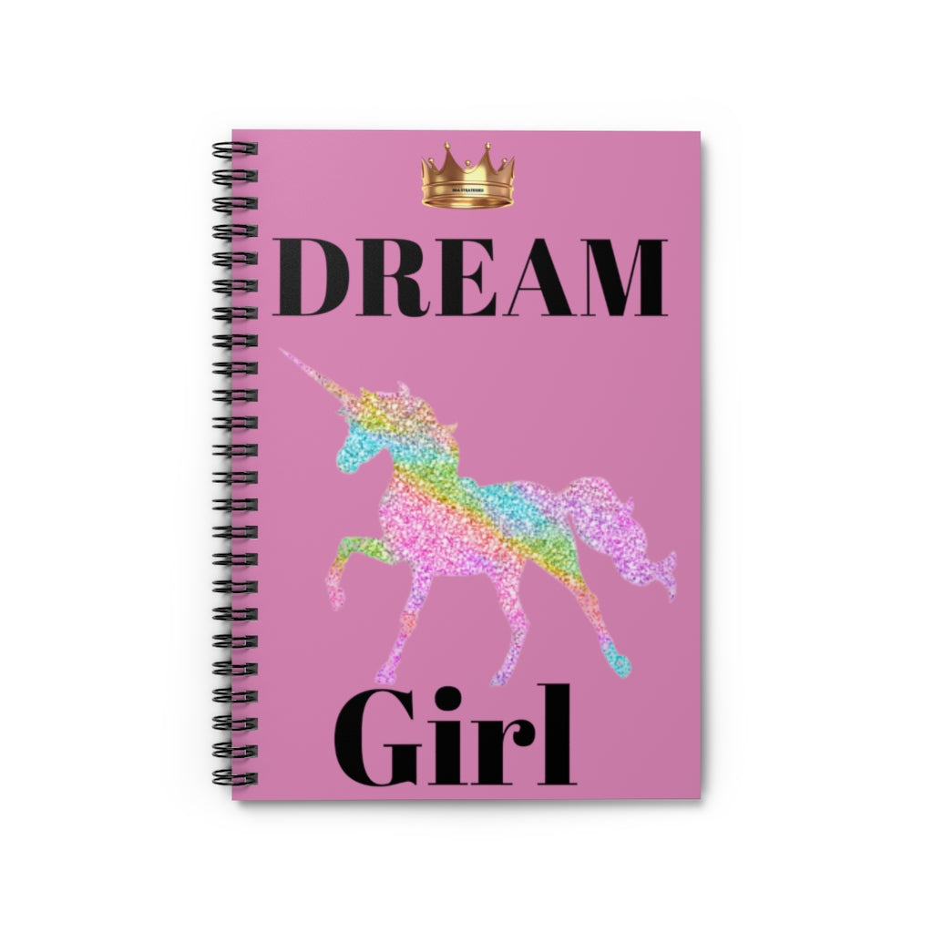 Dream Girl Unicorn Spiral Notebook - Ruled Line - Dream Believe Achieve Strategies