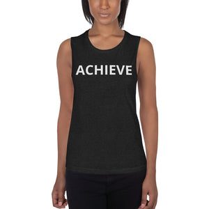 Achieve Ladies’ Motivational Muscle Tank (White) - Dream Believe Achieve Strategies