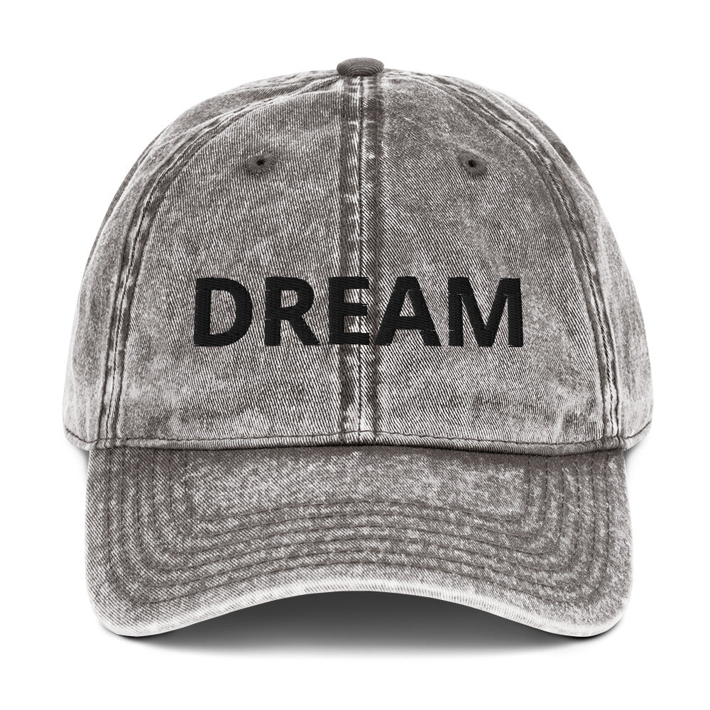 DREAM Vintage Cotton Twill Cap (Black) - Dream Believe Achieve Strategies