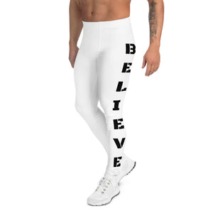 BELIEVE Men's Leggings (White/Black) - Dream Believe Achieve Strategies