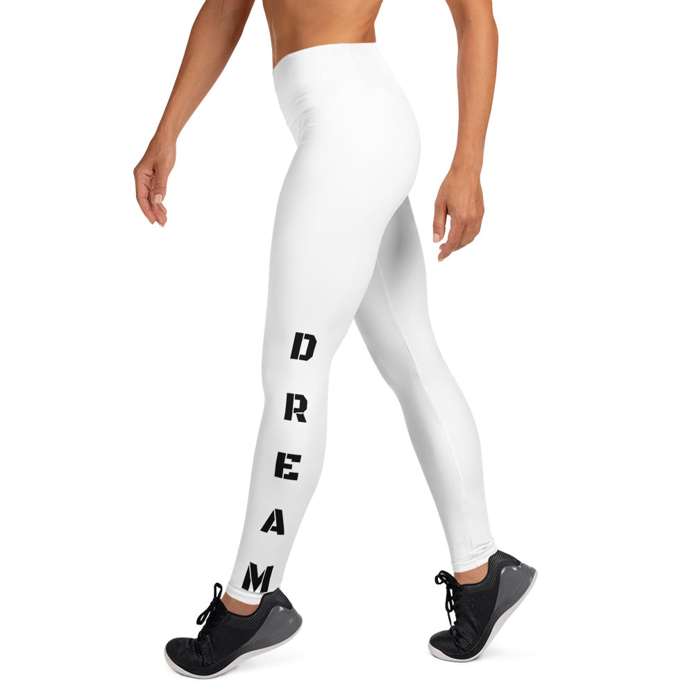 DREAM Yoga Leggings (White/Black) - Dream Believe Achieve Strategies