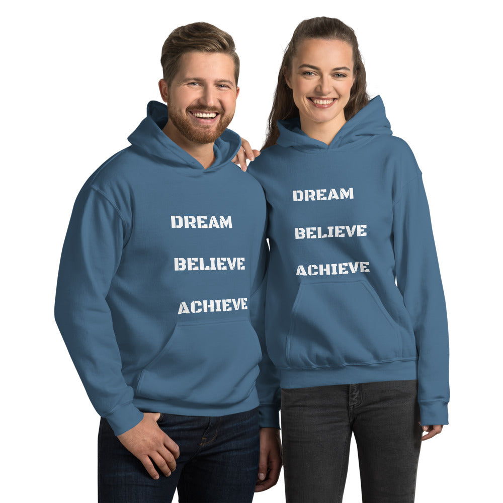 Motivational Unisex Hoodie - Dream Believe Achieve Strategies