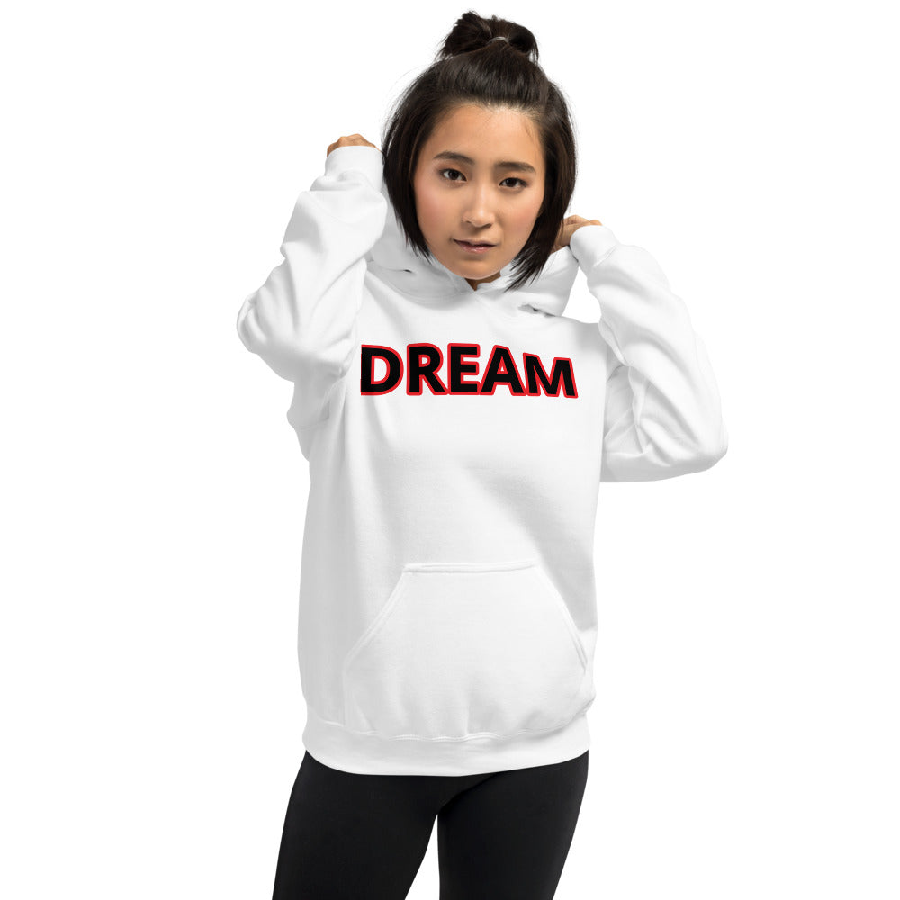 Motivational Dream Red and White Hoodie - Dream Believe Achieve Strategies