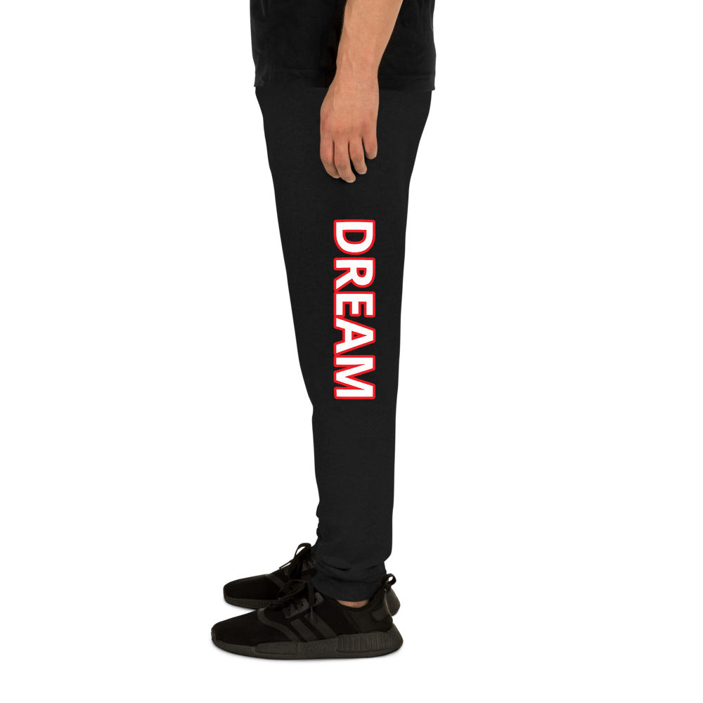 Dream Unisex Motivational Joggers (Red and White) - Dream Believe Achieve Strategies