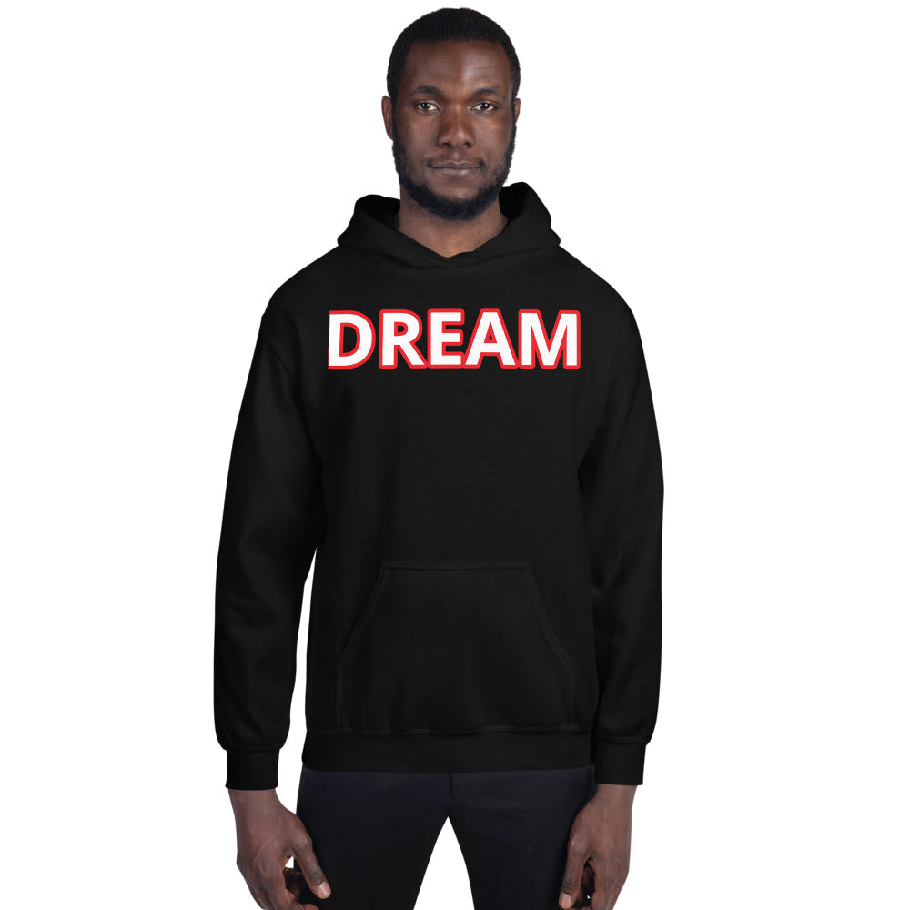 Unisex Dream Black and Red Motivational Hoodie - Dream Believe Achieve Strategies