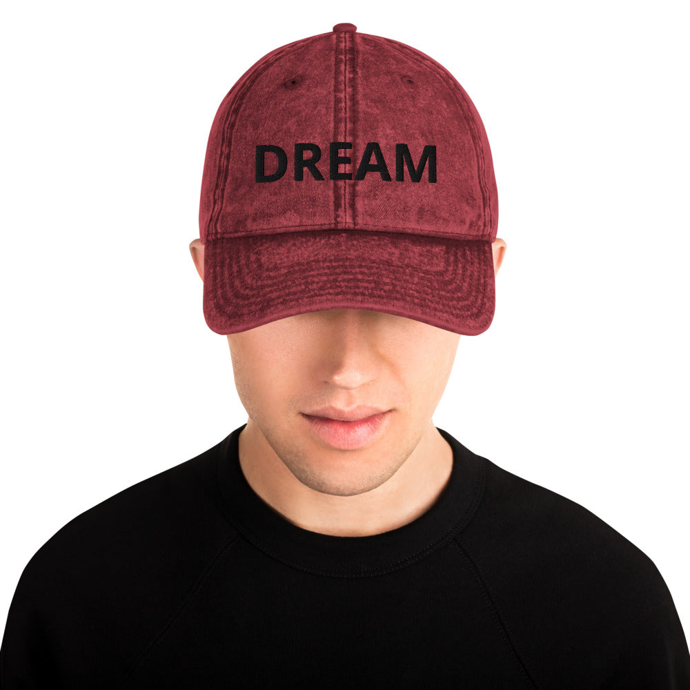 DREAM Vintage Cotton Twill Cap (Black) - Dream Believe Achieve Strategies