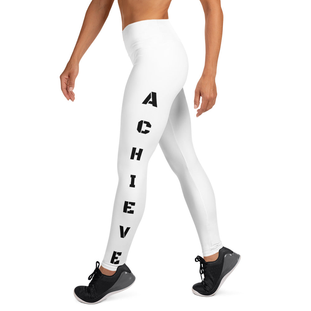 ACHIEVE Yoga Leggings (White/Black) - Dream Believe Achieve Strategies