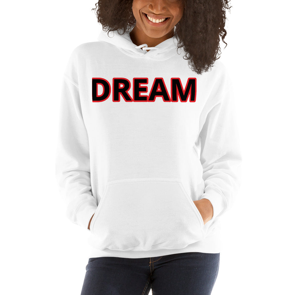 Motivational Dream Red and White Hoodie - Dream Believe Achieve Strategies