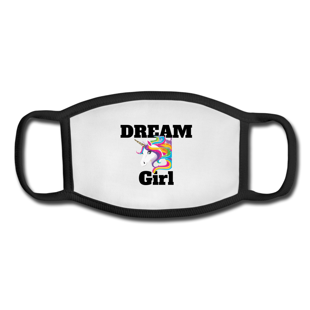 Dream Girl Unicorn Youth Face Mask - white/black