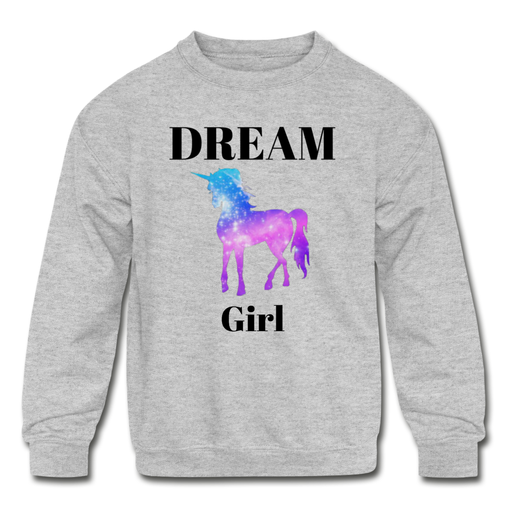 Dream Girl Unicorn Kids' Crewneck Sweatshirt - heather gray