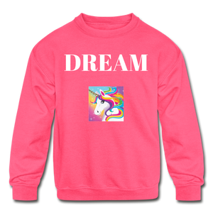 Unicorn Dream Kids' Crewneck Sweatshirt - neon pink