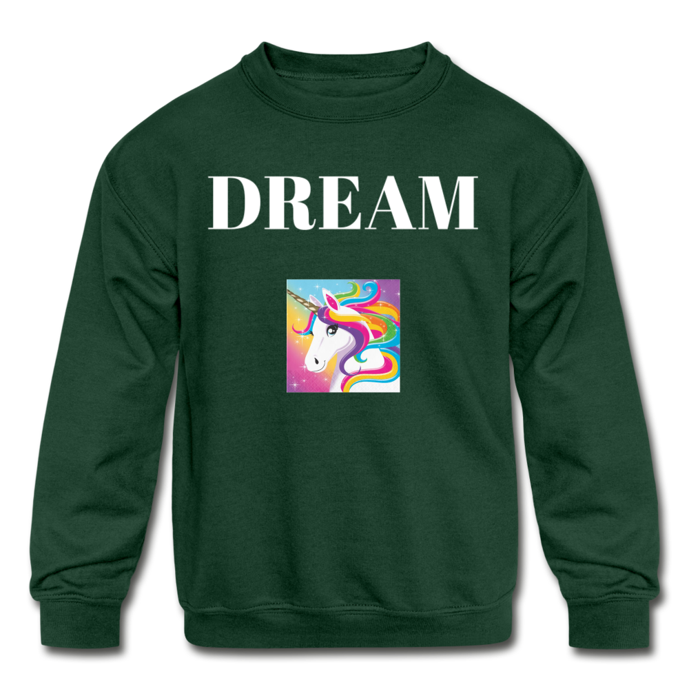 Unicorn Dream Kids' Crewneck Sweatshirt - forest green