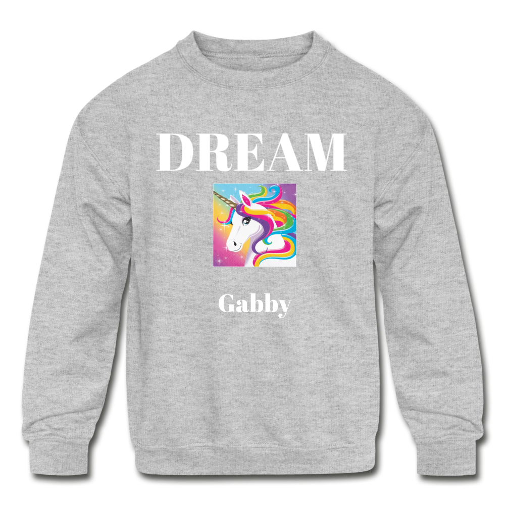 Gabbys Dream Unicorn Kids' Crewneck Sweatshirt - heather gray