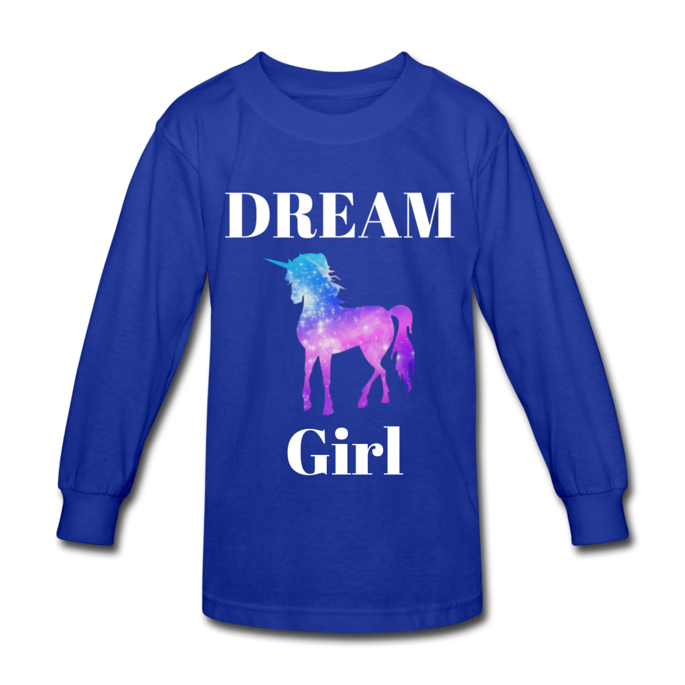 Dream Girl Unicorn Kids' Long Sleeve T-Shirt - royal blue