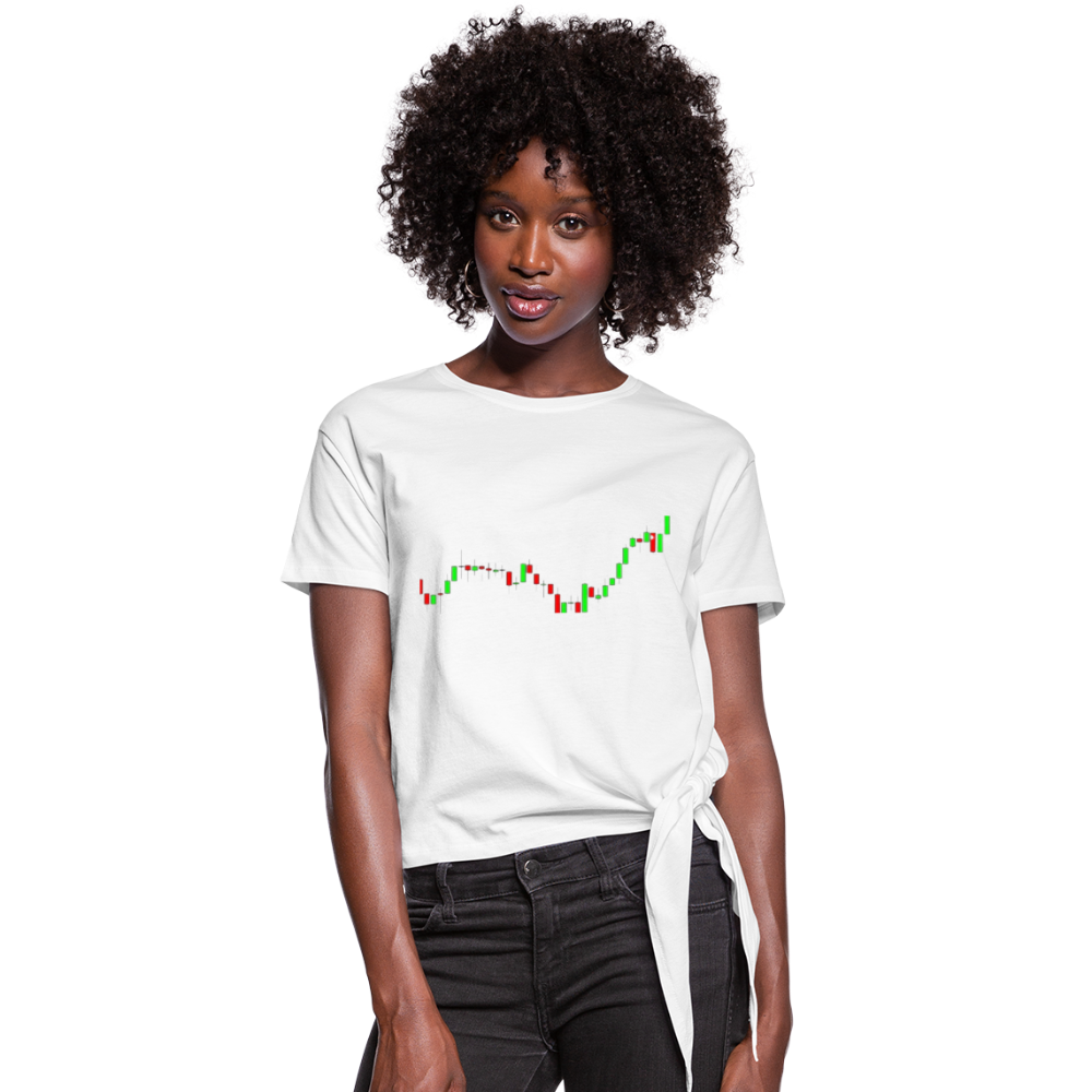 Stockmarket Graph Knotted T-Shirt - white